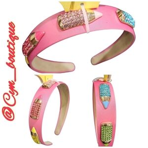 🔹️ Piper K 🔹️Teacher School Colorful  pencil Hair Pink  Headband ✨️✏️❤️